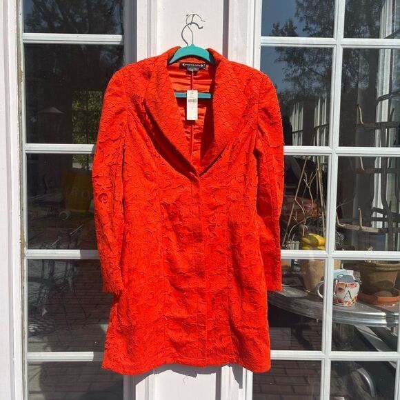 Anthropologie Pankaj & Nidhi Laser Cut Embroidered Blazer Dress NWT - Picture 8 of 16